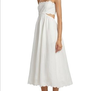 ZIMMERMANN Jude scallop trim lace up Midi Dress NEW sz 2